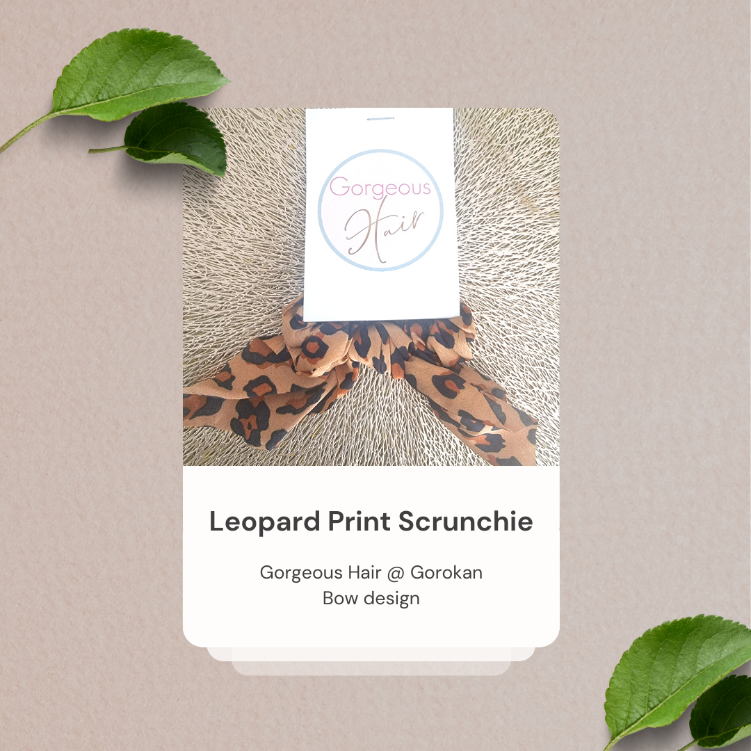 Leopard Print Bow Scrunchie