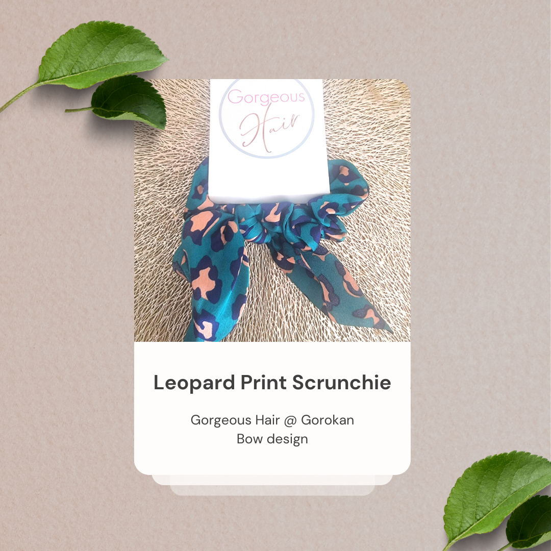 Leopard Print Bow Scrunchie